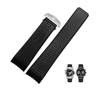Men's Military Strong Rubber Watch Band Soft Silicone Replacement Watch Strap with Stainless Steel Butterfly Buckle Universal Strap Waterproof Sport Black (24mm)