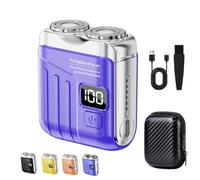 Mens Mini Electric Shaver, Portable Pocket Power Shaver with Travel Case (Blue)