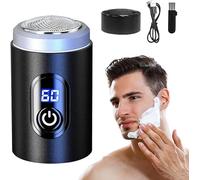 Men's mini Portable Electric Shaver, with Digital Display Screen, Waterproof Design and Cleaning Brush,USB Charging, Wireless Dual Head Shaver (Black)
