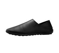 Men's Minimalist Slip on Casual Shoes for Men, Soft PU Leather Loafers with Flexible Anti Slip Sole, Lightweight Backless Design, Cushioned Insole, Simple Modern Style Comfort Flats Black