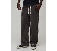 Men's Mixed Animal Print Relaxed Fit Jeans | Stone | Size 30R | BOOHOOMAN