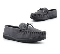 Mens Moccasin Slippers Size 6 Boys Suede Slippers Size 9 Mens Leather Slipper Boys Leather Slipper Slip On Moccasins Real Suede Sizes 6-12 Grey 10 UK
