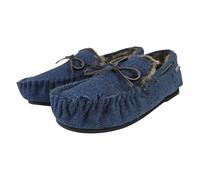 Mens Moccasin Slippers with Memory Foam Size 12 Colour Navy Blue