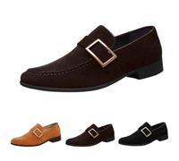 Men's Moccasin with Adjustable Buckle Pointed Toe British Style Breathable Fabric Walking Shoes Men Fashion for Urban Going Out Daily Leisure, coffee, 9 UK
