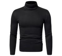 Mens Mock Turtleneck Long Sleeve Shirts Basic Thermal Turtle Neck Undershirt Lightweight Pullover Sweaters Top (UK, Alpha, M, Regular, Regular, Black)