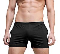 Men's Modal Lounge Pyjama Shorts Ultra Soft Comfy Lightweight Slim Fit Breathable Jogger Workout Sleepwear Bottoms with Pockets Black