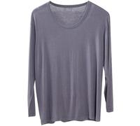Men's Modal T-Shirt Long Sleeve Sweater Scoop Neck Loose Tees Undershirt Casual Shirt Dark Gray