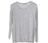 Men's Modal T-Shirt Long Sleeve Sweater Scoop Neck Loose Tees Undershirt Casual Shirt Light Gray