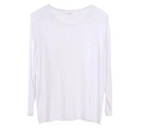 Men's Modal T-Shirt Long Sleeve Sweater Scoop Neck Loose Tees Undershirt Casual Shirt White