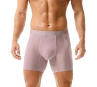 Men's Modal Underwear Seamless Long Leg Boxer Shorts Anti Chafing Underpants Breathable Wide Waistband Elastic Waistband Soft Retro Shorts Sport Pack of 2, Gray1, M