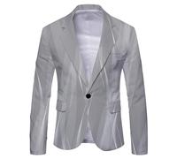 Men's Model Suit Coat 3D Print Set 1 Buckle Lightweight Jacket Casual Knit Sport Coat, Light Grey 1, XL