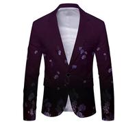 Men's Model Suit Coat 3D Print Set 1 Buckle Lightweight Jacket Casual Knit Sport Coat, wine red, XL