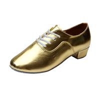 Men's Modern Dance Shoes, Mens Plain Lace Up Hall Latin Shoes, Formal Gold