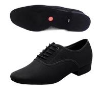 Men's Modern Jazz Sneaker for Men Professional Black Oxford Upper Latin Salsa Shoe Plus Size Low Heel Tango Ballroom Dance Shoes(Indoor Wool Sole 2.5,38)
