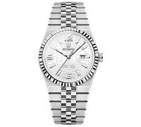 Men's Modern Wristwatch with 3D Textured Dial, Luminous Hands, 30M Water Resistant, Stainless Steel Strap Quartz Movement, 40mm Slim Designv, Silver white, Business