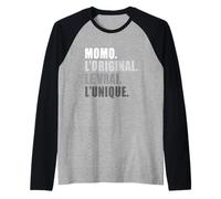 Mens Momo The Original The Real The Unique Personalized Gift Humor Raglan Baseball Tee