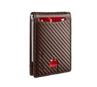 Men's Money Clip Wallet - Slim Bibles Wallet with Card Slots, Anti Theft - Blocking | Carbon Fibre Pattern Thin Wallet for Front Pocket, Compact Money Clip Wallet, coffee, see description, See