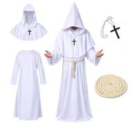 Men's Monk Costume with Hood and Cross, Medieval Monk Costume Men, Medieval Robe, Priest Robe, Carnival Men's Medieval Clothing for Carnival, Halloween, Cosplay