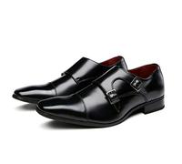 Men's Monk Shoes,Casual Walking Office Business Leather Shoes Work Party Banquet Dress Shoes Footwear,Black-43/UK 8.5/US 9