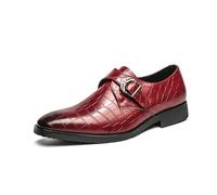 Mens Monk Strap Loafer Slip on Oxford Formal Dress Business Casual Comfortable Shoes for Men,Red,11.5 UK