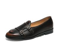 Men's Monk Strap Loafers Fashion Business Casual Formal Work Slip-On Shoes,Brown,11.5 UK