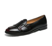 Men's Monk Strap Loafers Fashion Business Casual Formal Work Slip-On Shoes,Red,8.5 UK