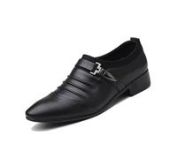 Men's Monk Strap Loafers Fashion Classic Low Top Slip on Dress Oxford Business Casual Office Wedding Formal Shoes,Black,8.5 UK