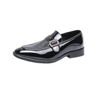 Men's Monk Strap Loafers Fashion Classic Low Top Slip on Dress Oxford Business Casual Office Wedding Formal Shoes,Black,5.5 UK