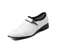 Men's Monk Strap Loafers Fashion Classic Low Top Slip on Dress Oxford Business Casual Office Wedding Formal Shoes,White,11.5 UK