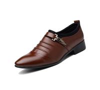 Men's Monk Strap Loafers Fashion Classic Low Top Slip on Dress Oxford Business Casual Office Wedding Formal Shoes,Brown,5.5 UK