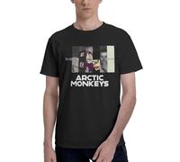 Men's Monkeys Rock Band Arctic Shirt Crew Neck T-Shirt for Men Casual Short Sleeve Tops Black S