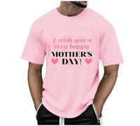 Mens Mother's Day I Wish You A Very Happy Day Comfortable Breathable Soft Crew Neck Short Sleeve Casual T Shirt, pink, M