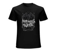 Men's Motionless in White Mens Skull Demon Coffin Crest Under Messy Logo T Shirt BlackM Black M
