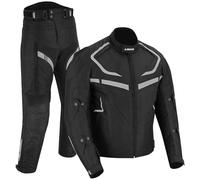 Mens Motorbike 2 Piece Suit Cordura Motorbike Jacket and Trousers CE armoured Waterproof protective Gear For mens boys Riders all season suit (Black, XL)