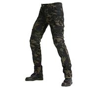 Mens Motorbike Jeans Made with Kevlar Fabric, Motorcycle Protective Trouser Breathable Denim Pant Linned Reinforced Removable Padded Armoured (Camouflage,XS)
