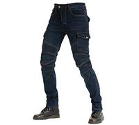 Mens Motorbike Jeans Made with Kevlar Fabric, Motorcycle Protective Trouser Breathable Denim Pant Linned Reinforced Removable Padded Armoured (Blue,S)