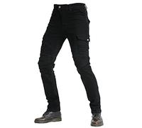 Mens Motorbike Jeans Made with Kevlar Fabric, Motorcycle Protective Trouser Breathable Denim Pant Linned Reinforced Removable Padded Armoured (Black,XS)