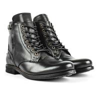 Mens Motorcycle Boots Leather Chukka Boots Casual Hiking Waterproof Lace up Combat Ankle Booties Side Zip Oxford Dress Work Shoes,Black,13 UK
