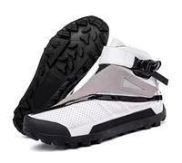 Mens Motorcycle Boots,Professional Waterproof Ankle Support Motorcycle Shoes,Streetbike Leather Motorcycle Riding Biker Boots,White,41