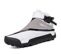 Mens Motorcycle Boots,Professional Waterproof Ankle Support Motorcycle Shoes,Streetbike Leather Motorcycle Riding Biker Boots,White,43