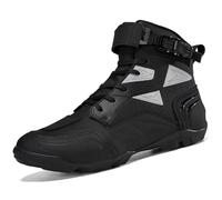 Mens Motorcycle Boots,Professional Waterproof Ankle Support Motorcycle Shoes,Streetbike Leather Motorcycle Riding Biker Boots,Silver,42