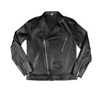 Men's Motorcycle Faux Leather Jacket Vintage Punk Victoria Coat Asymmetric Zip Lightweight Biker Jacket, Black, Large