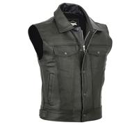 Mens Motorcycle Gilet Sleeveless Faux Leather Jacket Turn Down Collar Button/Zipper PU Waistcoat Zip Up Biker Motorcycle Vest Retro Vintage Punk PU Leather Coats Slim Fit Black Waistcoat Coats