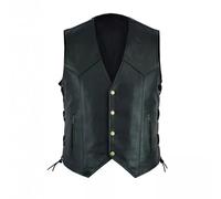 Mens Motorcycle Gilet Sleeveless Faux Leather Jacket Turn Down Collar Button/Zipper PU Waistcoat Zip Up Biker Motorcycle Vest Retro Vintage Punk PU Leather Coats Slim Fit Black Waistcoat Coats