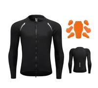 Men's Motorcycle Jacket Armoured Motorbike Protective Riding Shirt with 7 Removable Pads YKK Two-Way Zipper Mesh Breathable Lightweight Reflective Safety Biker Running Gym Apparel Top,Black-3XL