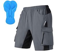 Men's Mountain Bike Shorts 3D Padded Bicycle MTB Shorts Loose-fit Lightweight MTB Cycling Shorts, Grey, X-Large