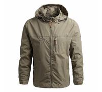 Men's Mountaineering Suit Mountain Climbing Suit Coat Wind Jacket Outdoor Sports Jacket Men's Winter Jacket Boys 176, khaki, L