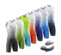 Men's MTB Triathlon Tri Suit Competition Professional Padded Sleeveless Suit Quick-Drying Cycling Skinsuit,Cycling Training Road Bike Cycling Clothing,Running,Cycling,Swimming (Light Blue,M)