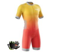Men's MTB Triathlon Tri Suit Padded Sleeveless Suit Great Fit Cycling Skinsuit,Cycling Training Road Bike + Cycling Gloves (Typ-8,4XL)