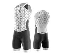 Men's MTB Triathlon Tri Suit Padded Sleeveless Suit Quick-Drying Cycling Skinsuit, for Cycling Training Road Bike Top Cycling Clothing (TYP-15,5XL)